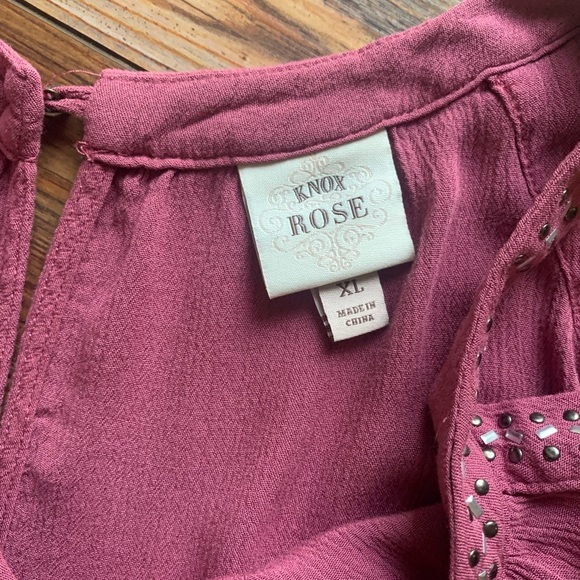 Knox Rose Cold Shoulder Long Sleeve Metal Studded Boho Romper Size XL - Picture 3 of 10